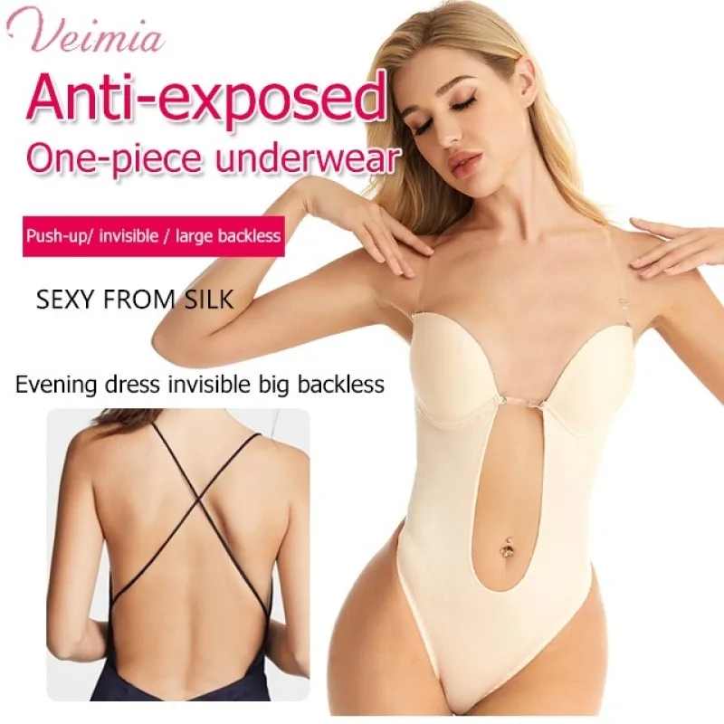 Женское корректирующее белье Veimia с V-образным вырезом стринги боди прозрачными