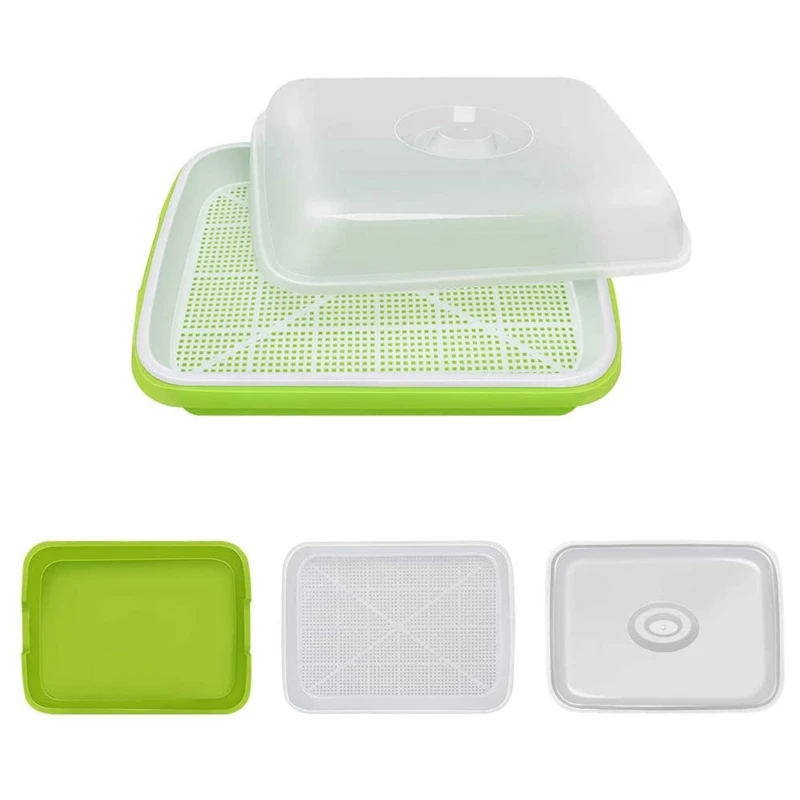 

3-Pack Seed Sprouter Tray Soil-Free Big Capacity Healthy Wheatgrass Grower Sprouting Container Nursery Pots Kit With Lid