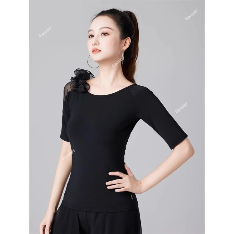 Женский костюм для латиноамериканских танцев кружевной лоскутный вальса топы