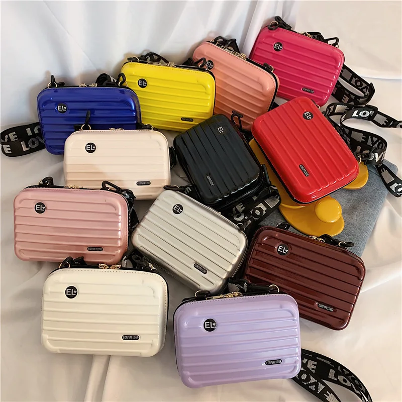 

Fashion Women Small Shoulder Bag Suitcase Shape Totes Phone Zipper Pouch Lady Coin Purse Travel Toiletry Beauty Case Handbags