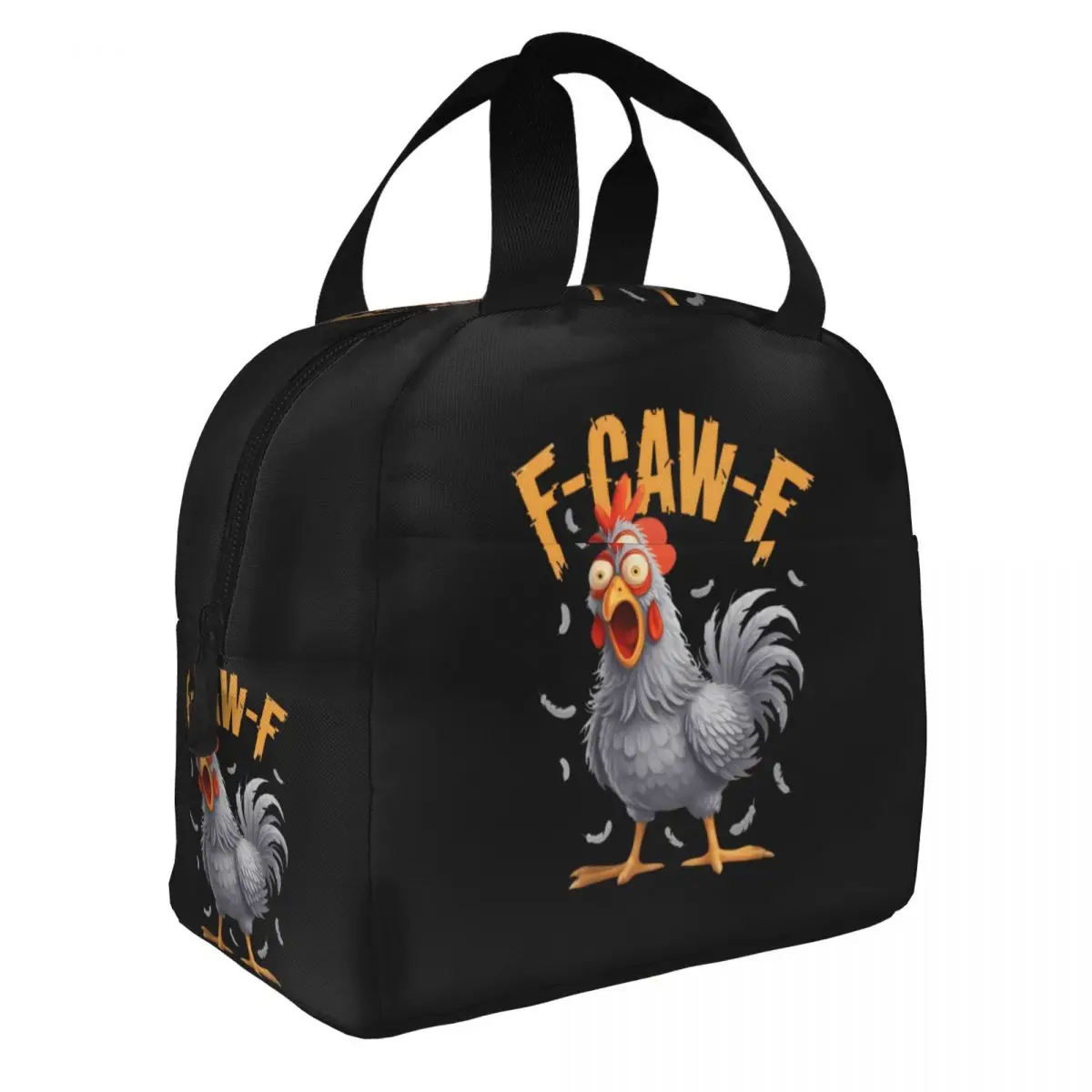 Фото Индивидуальная забавная термосумка F-Caw-F Chicken FCAWF для женщин, многоразовая термокоробка-холодильник для бенто, для пляжа, кемпинга, путешествий №2