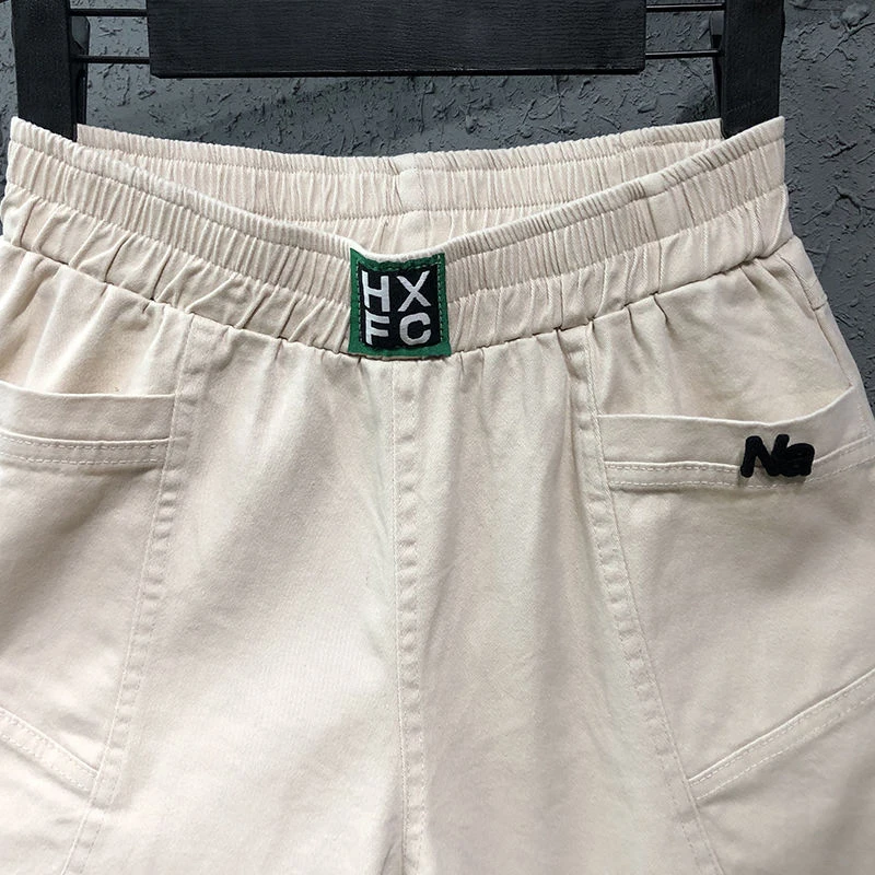 Брюки-султанки женские из денима модные Универсальные свободные белые джинсы с