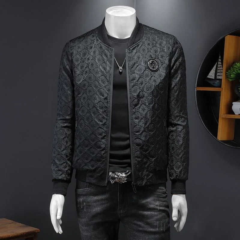 

Letter Star Jacquard Jacket Men Vintage Business Bomber Jacket Men 2022 Spring Fall Windbreaker Clothes Vintage Jacket Coat 4XL