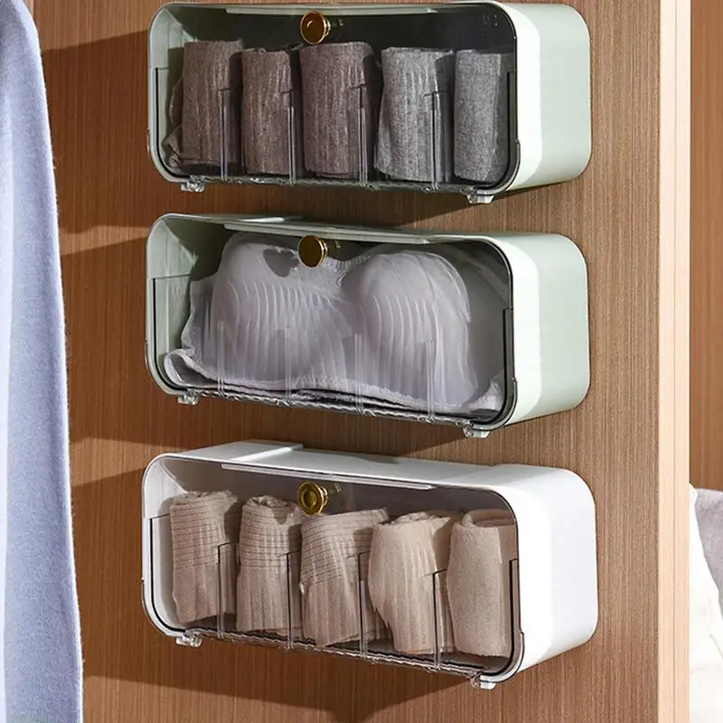 

Punch-Free Storage Box Wall-Mounted Compartment Organizer Drawer Organizers for Lingerie Socks Ties Data Cable and Spices