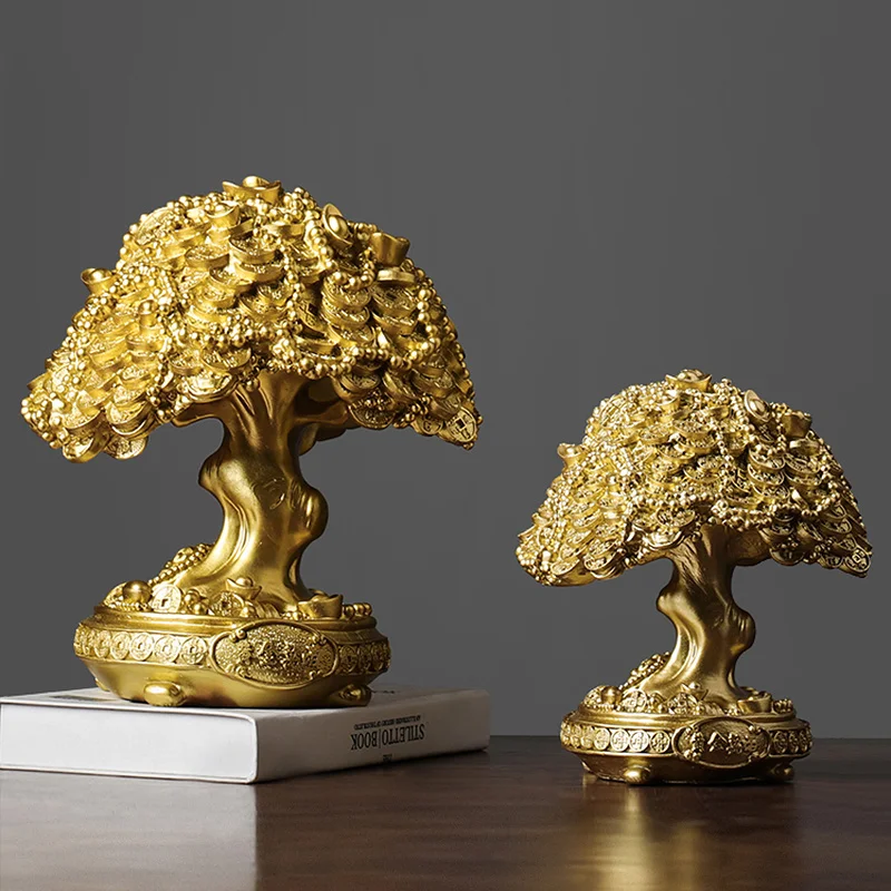 

Lucky Tree Sculpture Home Statue Resin Money Tree Crafts Cabinet Furnishings Souvenir Decorations