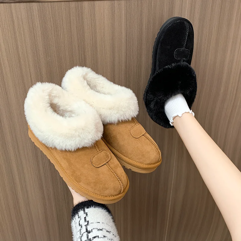 

Женские сапоги, зимние теплые кашемировые простые черные ботинки челси на плоской подошве, Повседневные Удобные утепленные Нескользящие с...