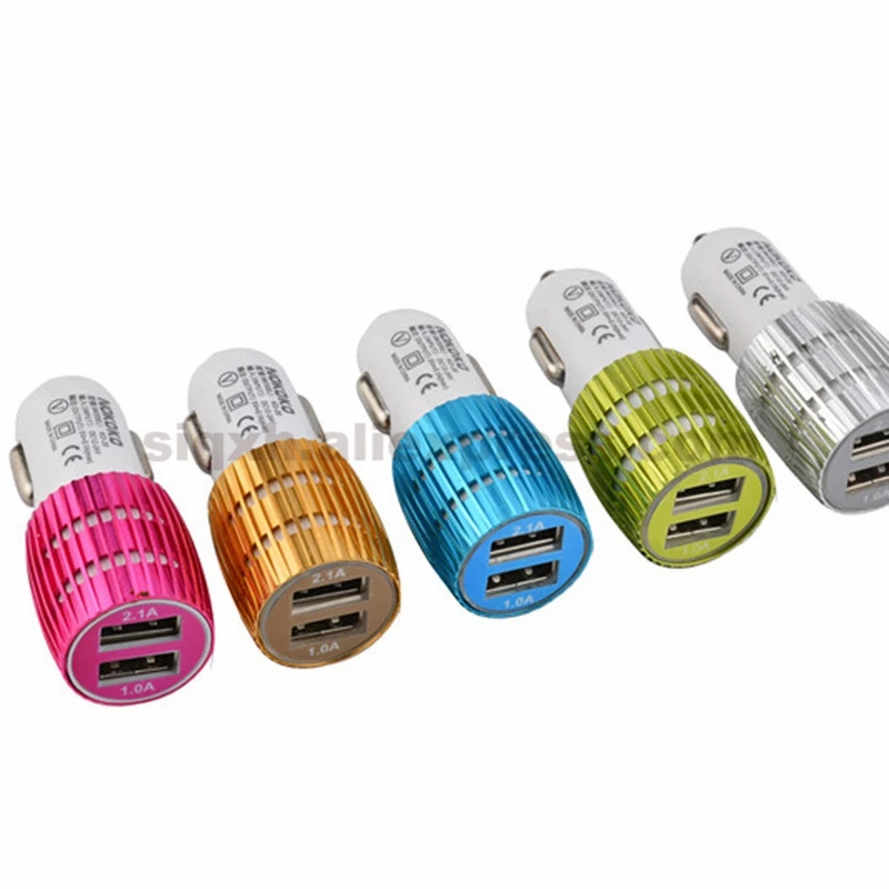 

500Pcs Car Charger For iPhone Samsung Xiaomi Mobile Phone Adapter in Car Smartphone Tablet PAD GPS Charge Dual USB Car Charger