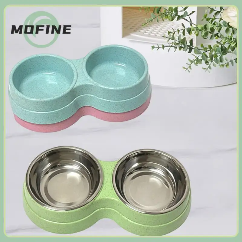

Small Size Double Pet Pet Food Bowl Straw Bite And Dirt Resistance Cat Food Puppy Feeding Supplies Universal Pet Drink Food