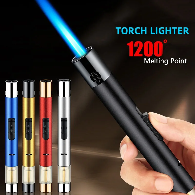 

Сигары бутан ветрозащитная металлическая газовая зажигалка для курения фонарь длинная полоса распылитель струйный пистолет кухня открыты...