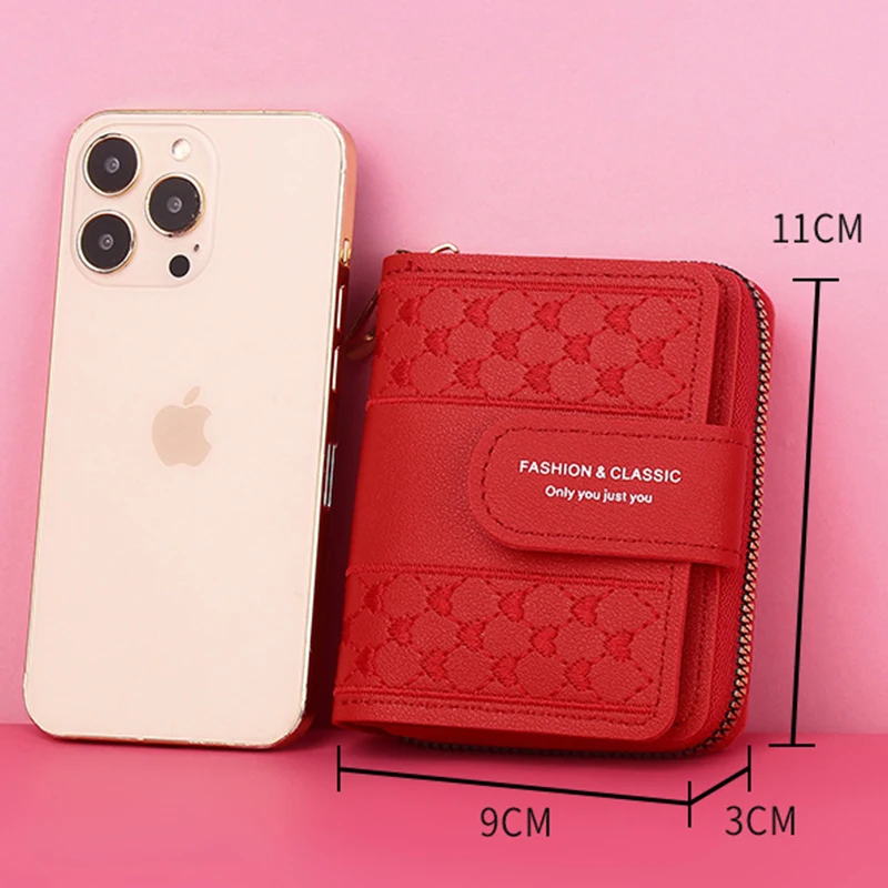 Short Wallets for Women Fashion Simple New Large Capacity Versatile Heart Color Clutch Zipper Buckle Coin Purses Female Bag 2023