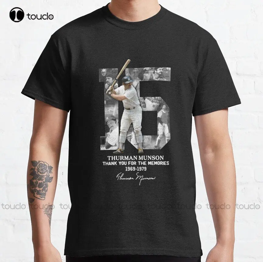 

Классическая мужская футболка с рисунком Турман мунсон, «Спасибо за воспоминания», 1969, 1979, оригинальный подарок, сделайте свой дизайн