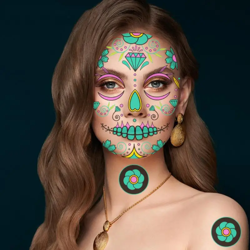 

halloween temporary tattoos Luminous Skeleton Stickers Child Kid Makeup Fake Tattoos Glow Paste on Face Children Body Decoration