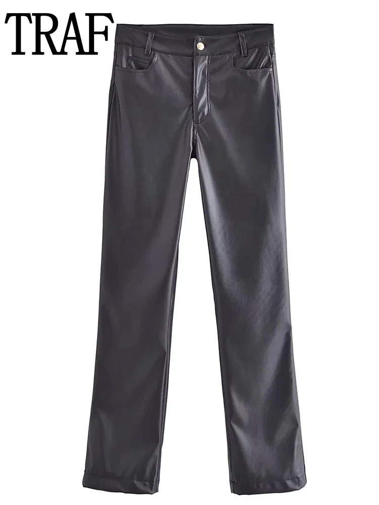 

Брюки женские кожаные черные в Корейском стиле, на осень/зиму