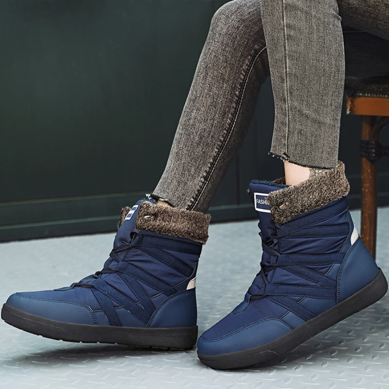 

сапоги мужские зимние ботинки мужские трекинговые ботинки ботинки на платформе Мужские хлопковые ботинки для пар, однотонные высокие зимн...