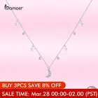 Цепочка женская из серебра 925 пробы, с чистой луной, ожерелье с кулоном в виде звезды пробы