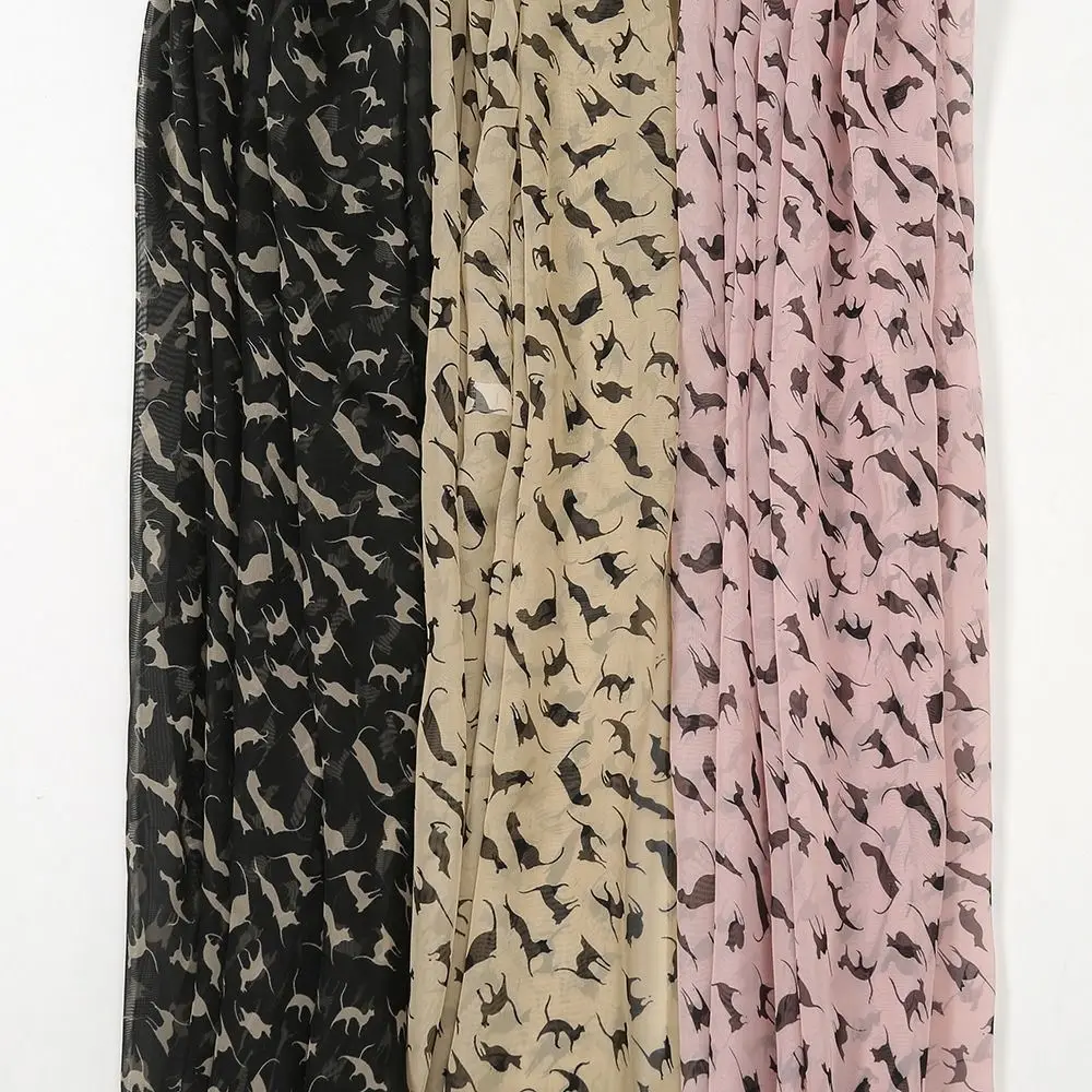 Красочный шифоновый шарф для женщин и девочек подарок с граффити принтом кота