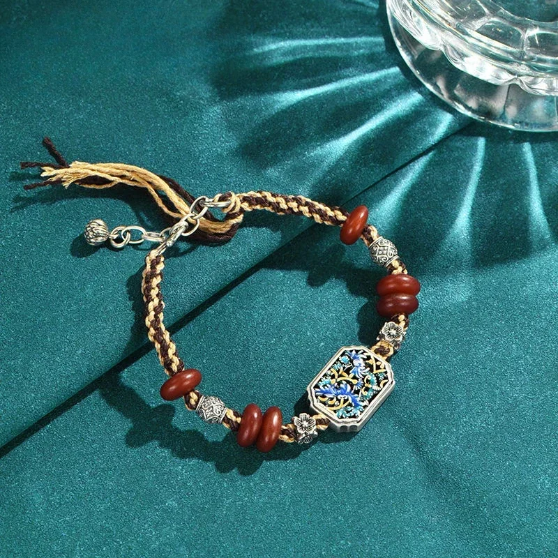 UMQ S925 Серебряный весенний звуковой серебряный браслет с рваной эмалью ручной