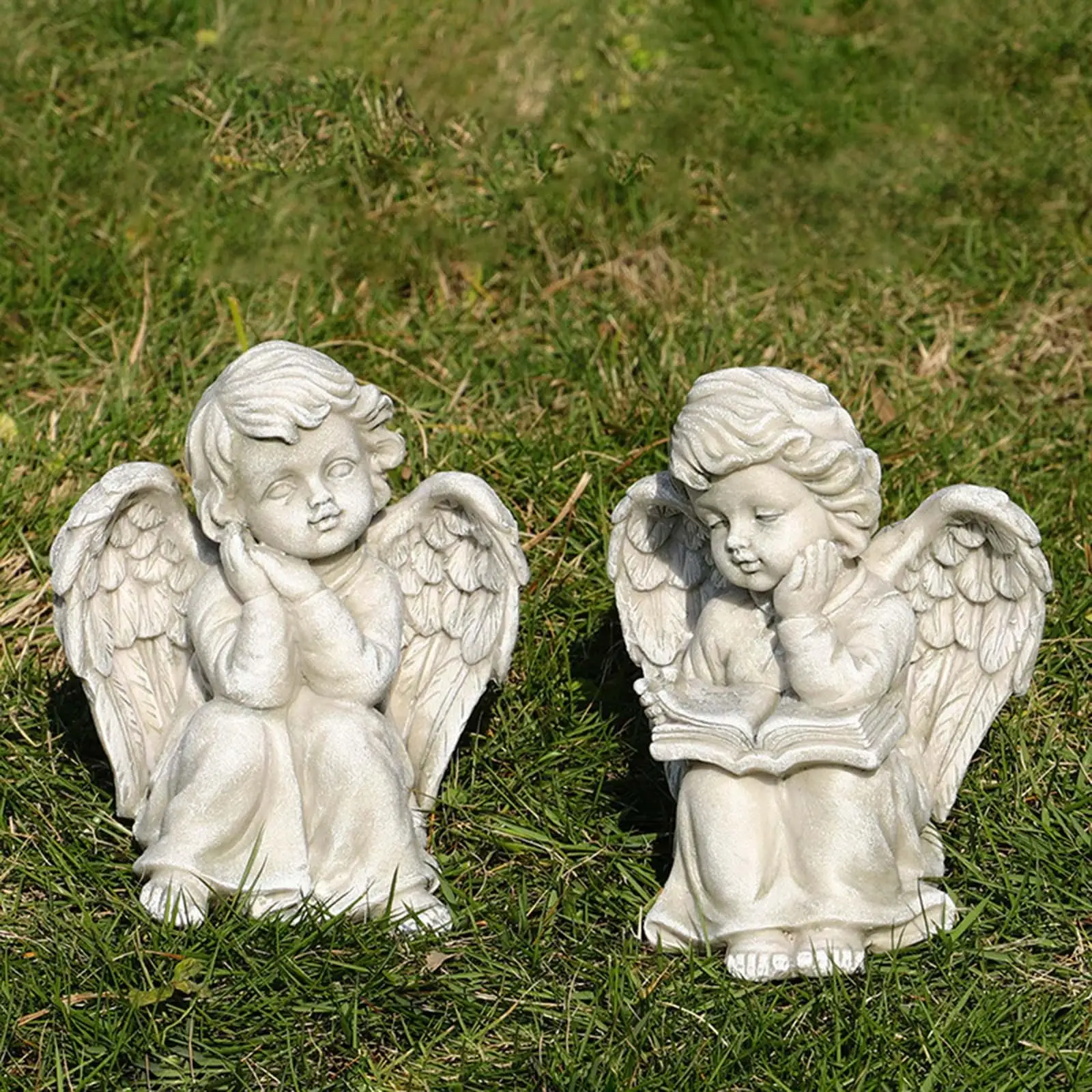 

Resin Angel Figurine Memorial Sculpture Decorative Figurine for Lawn Indoor, Gifts