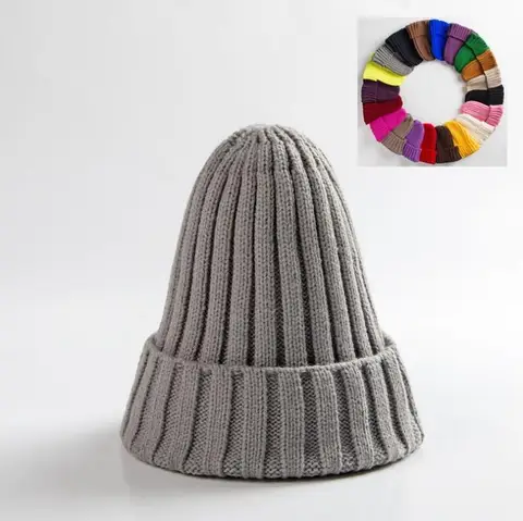 Новые зимние шапки для мужчин, однотонные Новые шапки, вязаная шапка для девочек, осенние женские шапки, теплые шапки, Женская Повседневная шапка