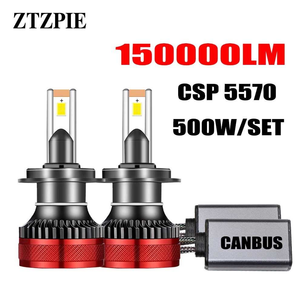 

ZTZPIE 6500K HB3 HB4 9005 9006 H1 H7 H4 H11 9012 Bulb Canbus Led Lamp CSP 5570 Power Car Headlight Light 500W 150000LM 2pcs