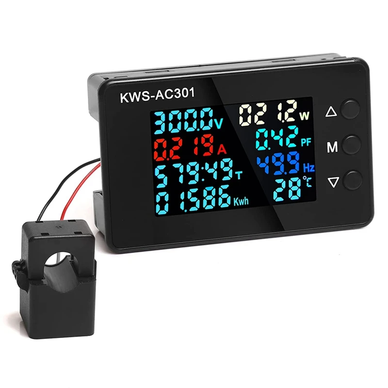 

AC Meters,50-300V 100A With Open Transformer Electric Energy Monitor, LCD Display Volt Amp Watt Detector Reader Panel