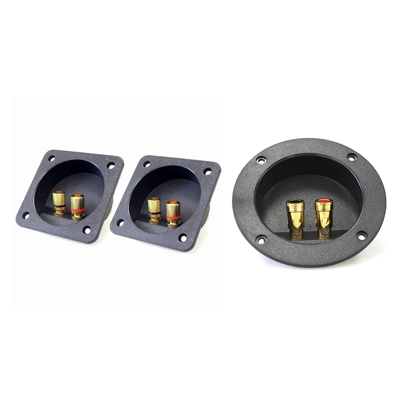 

2X Screw Cup Connectors Subwoofer Plugs 2-Way Speaker Box & 1Pc 4-Inch Round Gold Push Spring Loaded Jacks Speaker Box