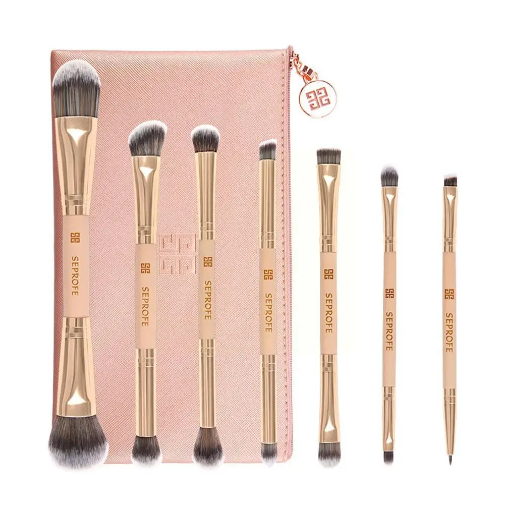 

7PCS Double Ended Makeup Brush Set Soft Bristles Eyeshadow Brush Brush Eyelash Set Tools Brush Portable Makeup Beauty O2P9