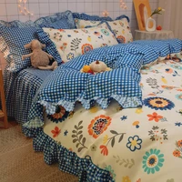 bedding bed skirt ins style four piece girl heart princess style quilt cover sheet quilt cover skin friendly three piece set