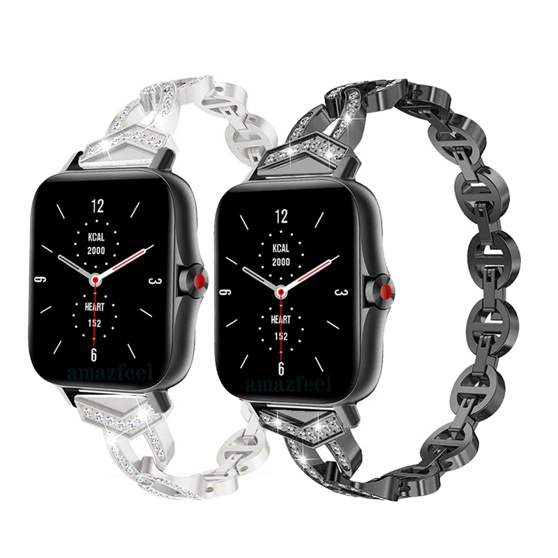 

Metal Wrist band For Amazfit Bip S U Pro Lite Strap For Amazfit GTS 3 2 2e GTR 42mm GTS 2 mini Stainless With Diamond Bracelets
