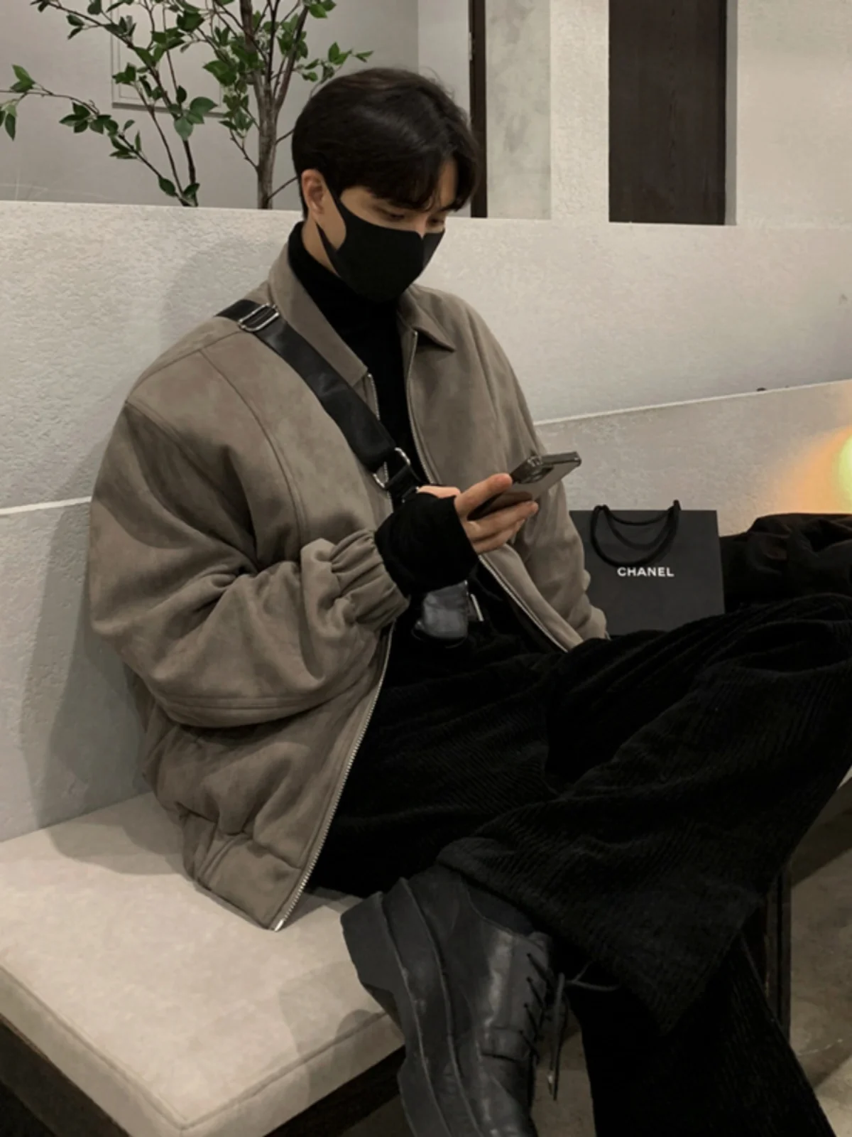 Suede Pu Shuai Lapel Cotton-Padded Coat Jacket Men's 2024 Autumn and Winter Korean Sle Loose High Sense Casual Outerwear Co...