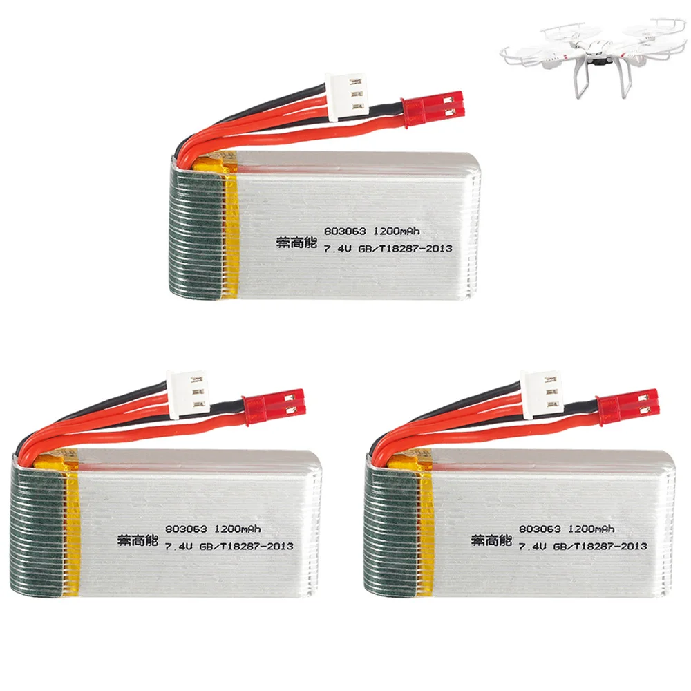Lipo Battery For YiZhan X6 MJX X101 X102h X1Brushless H16 WLtoys V666 V262 V353 V333 V323 Rc Drone 7.4V 1200mah 803063