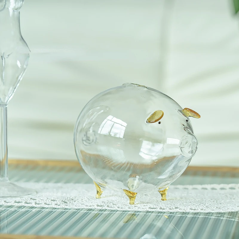 

Creative Transparent Pig Piggy Bank Storage Living Room Cute Ornament Coin Money Box Saving Gift tirelire enfant Home Decoration