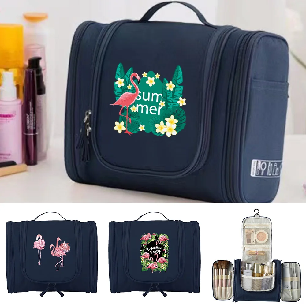 

MakeUp Bag Women Wash Pouch Functional Hanging Cosmetic Toiletry Bags Flamingo Print Handbag Waterproof Organizer Make Up Case