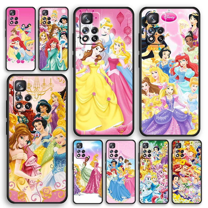 

Disney Princess Beautiful Black Phone Case For Xiaomi Redmi Note 12 11E 11S 11 11T 10 10S 9 9T 9S 8T 8 Pro Plus 5G Cover