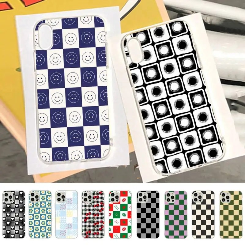 

Checkerboard Plaid Checked Checkered Phone Case For iPhone 14 13 12 Mini 11 Pro XS Max X XR SE 6 7 8 Plus Soft Silicone Cover