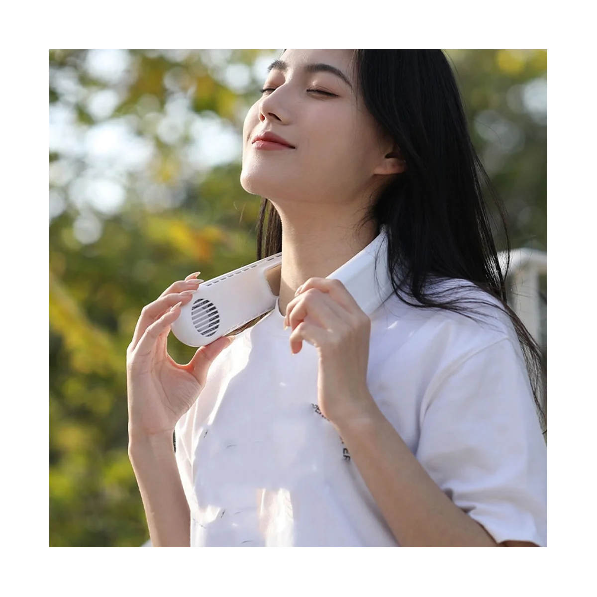 

Portable Neck Fan USB Rechargeable Bladeless Fan 4000MAh Refrigeration Semiconductor Fan Wearable for Sports-Blue