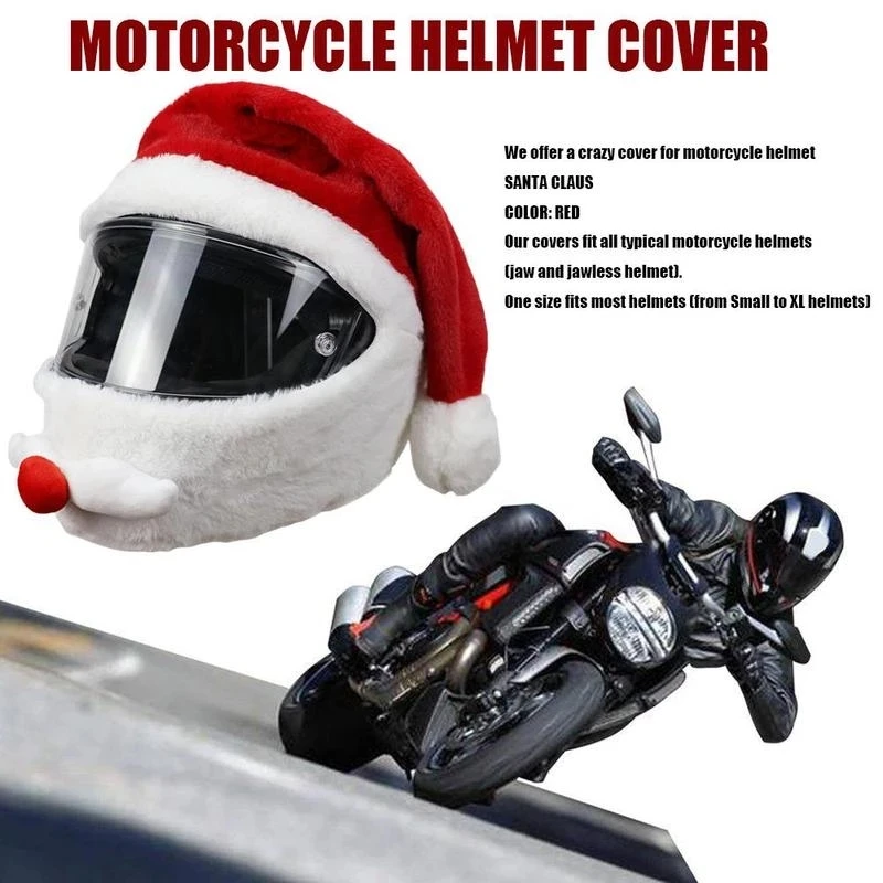 Adult Christmas Full Helmet Plush Hood Motorcycle Hat Funny Heeds Crazy Case Crash for Outdoor Personalized Helmet Cover enlarge
