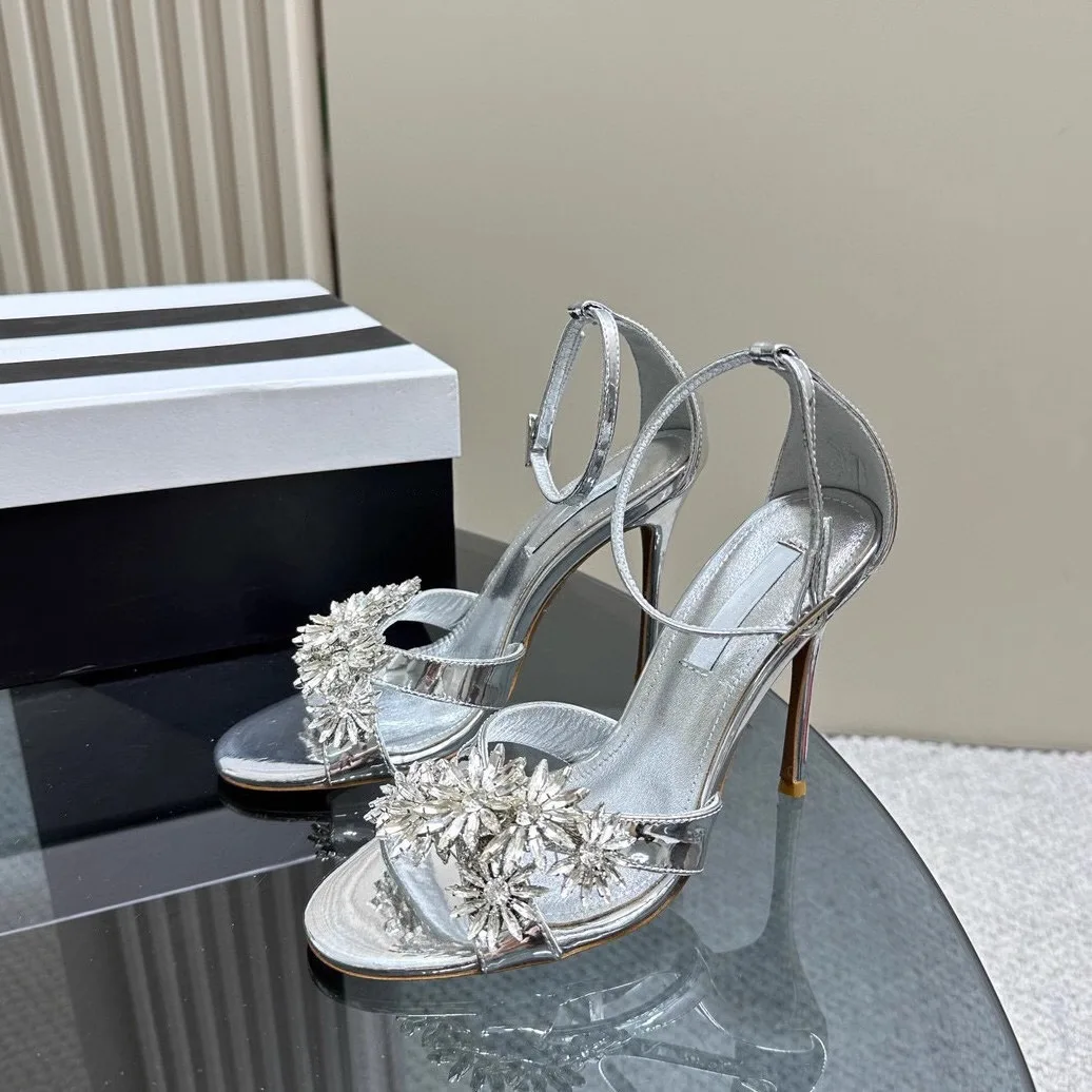 Женские летние сандалии с цветами ремешок пряжкой Topuklu Ayakkabı круглым носком на