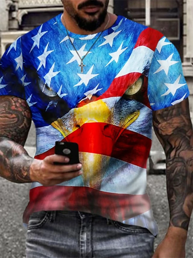 

Summer Men's Fashion eagle 3D Printing T-shirt Hip Hop Style T-shirt Cross Style Short Sleeve Clothing XXS-6XL