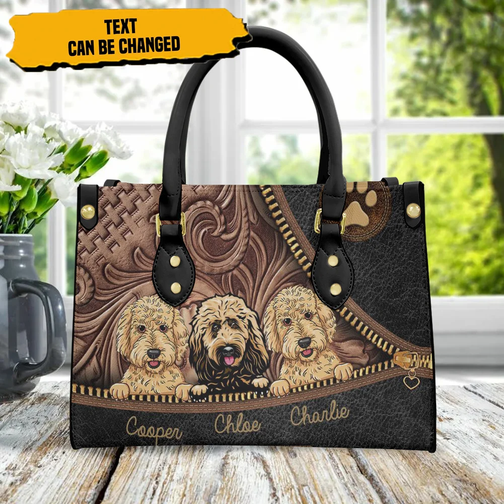 

Cywgift Black Women's Shoulder Bags Cute Labradoodle Print Fashion Female Pu Leather Handbag Casual Tote Bag for Ladies Bolsos