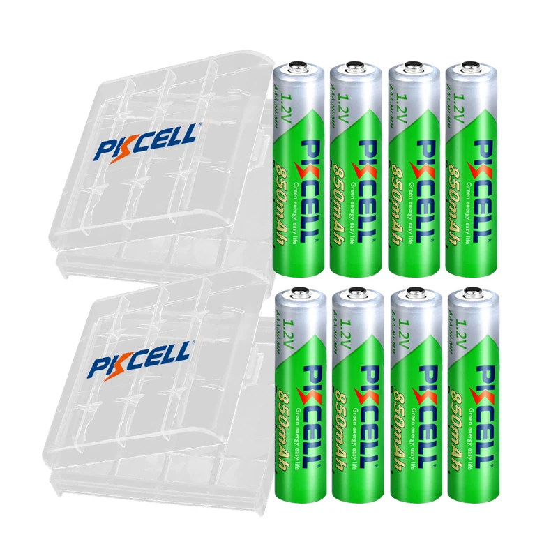 

PKCELL 8PC 1.2V 850MAH NIMH AAA Batteries 3A LSD Cycle 1200times AAA Rechargeable Batteries with 2PC Battery Box for Game Camera
