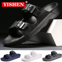 yishen sandals for men slippers double buckle slide eva sandals beach slippers summer casual shoes flats unisex jelly shoes
