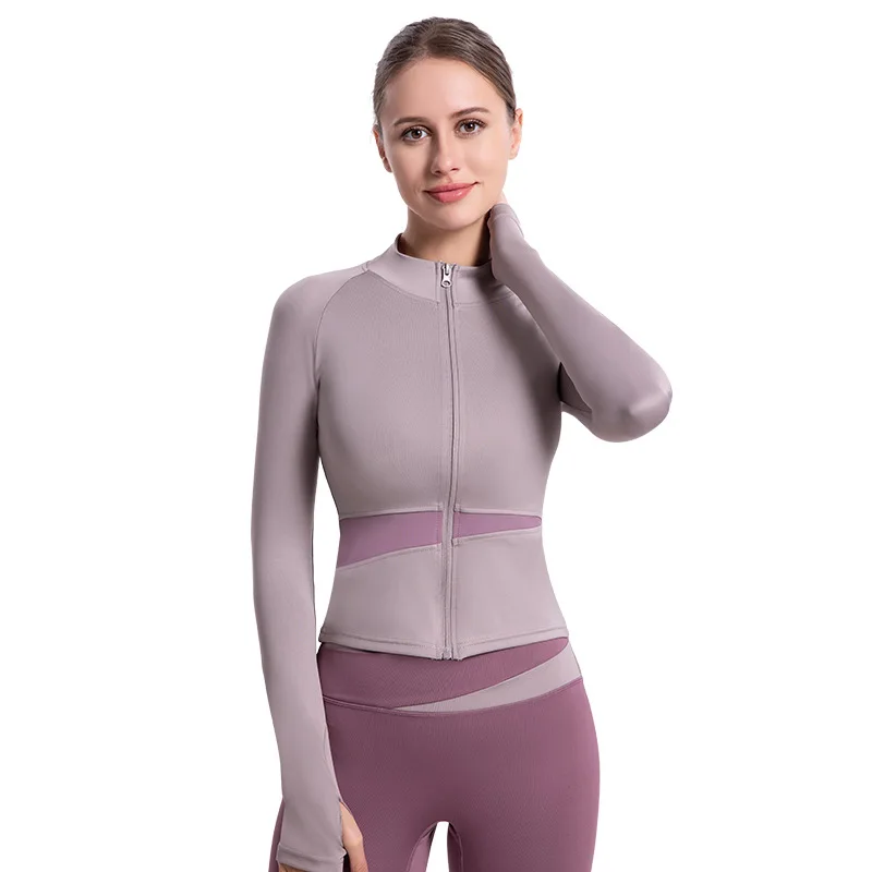 Yoga Shirts Women Long Sleeve Gym Top Full Zip-up Workout Running Jacket with Thumb Holes Stretchy Fitness Sports Top Activewear