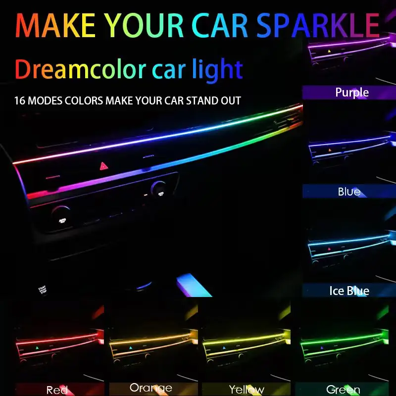 Фото Универсальные светодиодные RGB-ленты 12В для интерьера автомобиля, атмосферная подсветка, управление через USB и приложение, акриловая лента №3