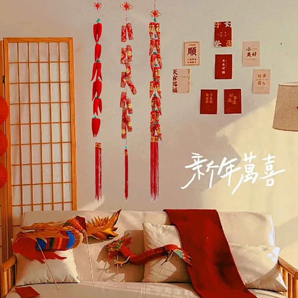 Китайский Новый год 2025 украшения петарды красные охлаждающие подвески для
