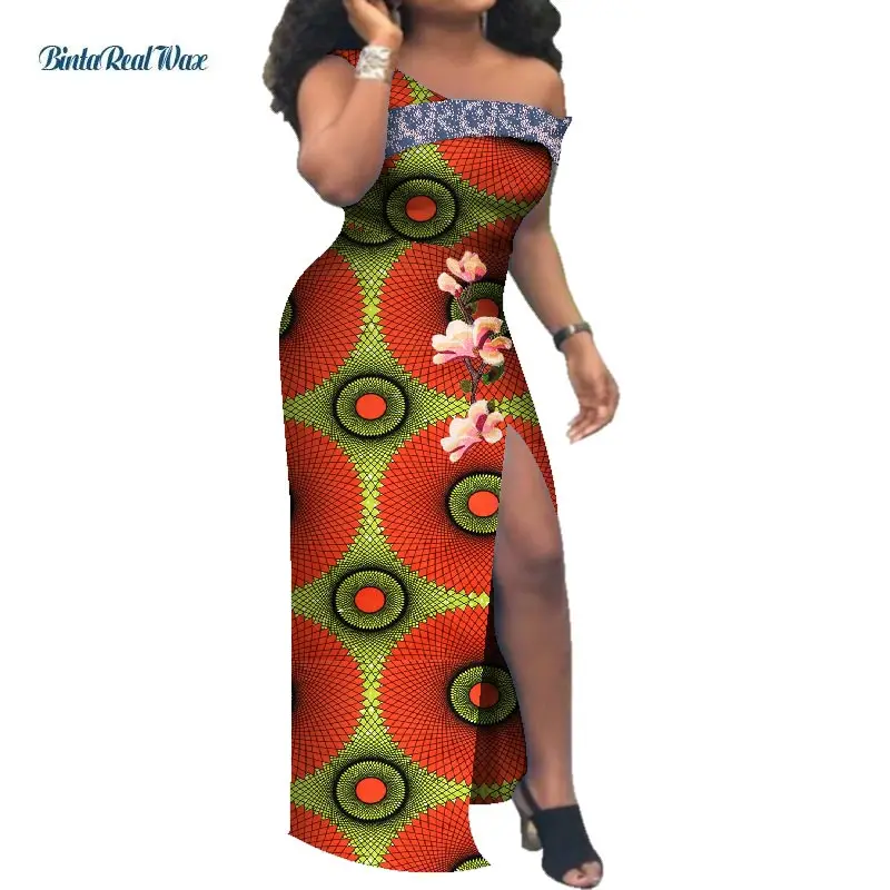 Women Dress African Print Dresses for Women One Shoulder Mermaid Dress Sexy Party Dress Vestido Bazin African Clothing WY7585