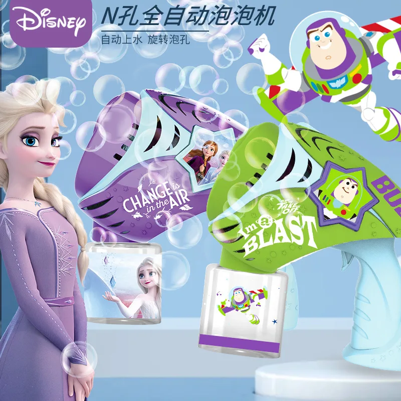 Anime Enlsa Buzz Lightyear Fully Automatic Gun Shaped Soap Bubble Machine Kids Toys Gift