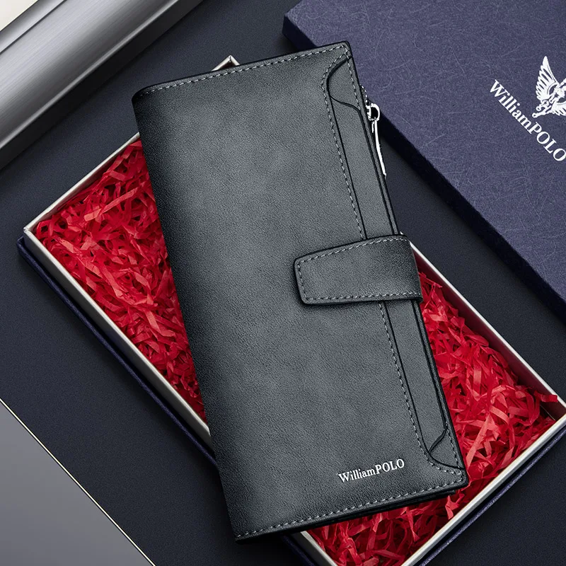 WILLIAMPOLO мужской кошелек из искусственной кожи с блокировкой RFID на молнии карман