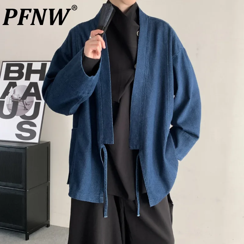 PFNW Мужской японский кардиган синяя джинсовая куртка унисекс свободная