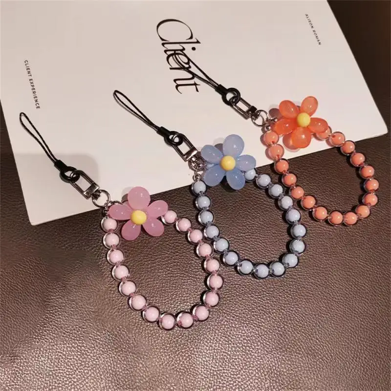 

Mobile Phone Chain Macaron Color Beads Soft Pottery Imitation Pearl Anti Lost Wrist Lanyard Personality Cellphone Hanging